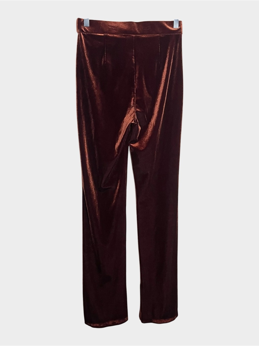 ZARA Brown Velvet Pull-On Flare Pants Side Slit Hem Size S - Picture 3 of 6